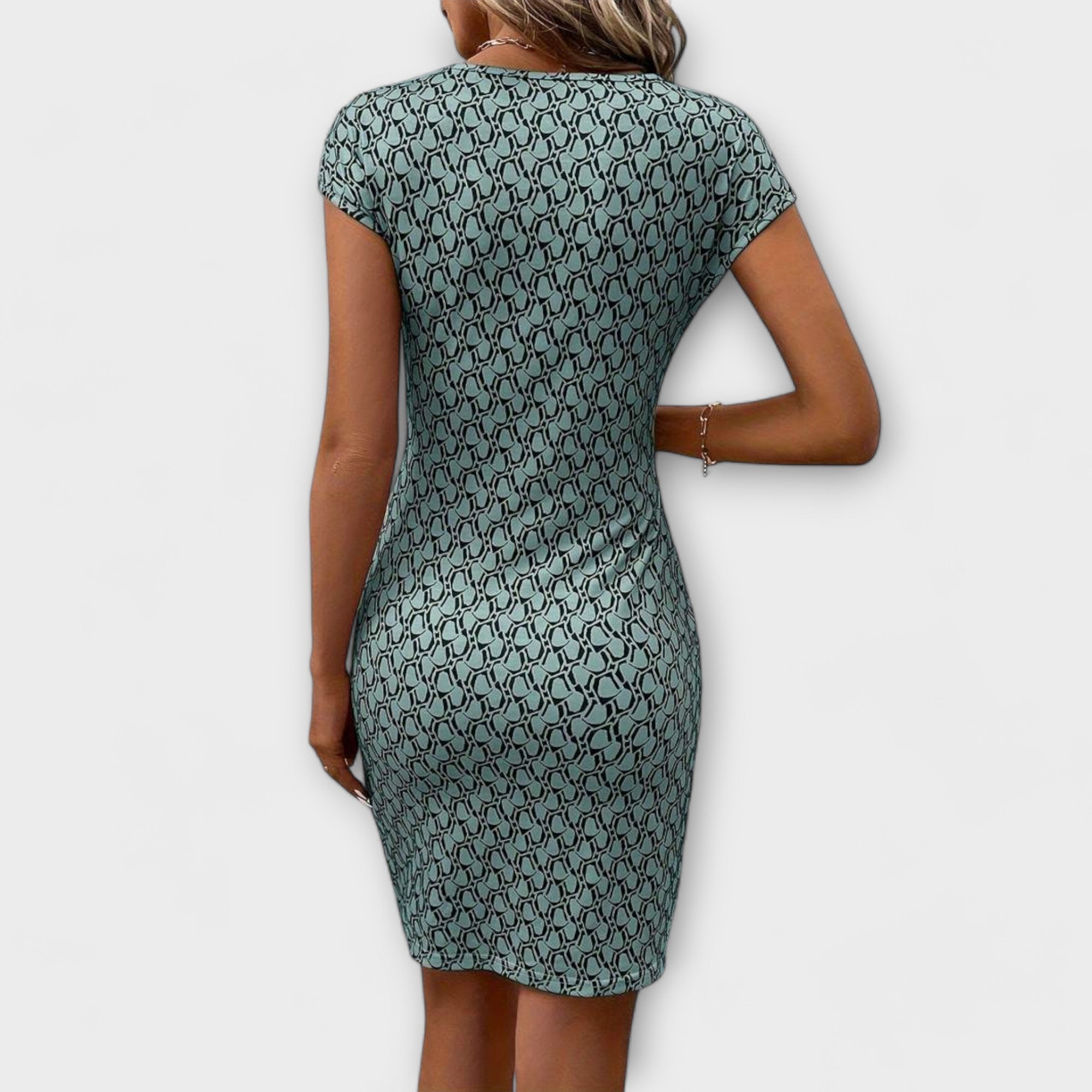 Emma - Short sleeve tulip dress with print