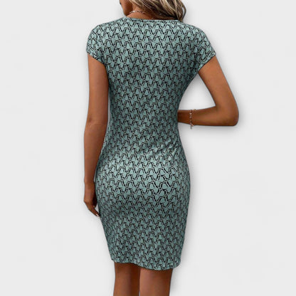 Emma - Short sleeve tulip dress with print