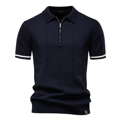 Ribbed Zip Polo