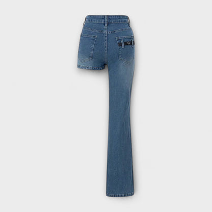 Astra - Trendy Asymmetrical Denim Shorts with One Shoulder Strap